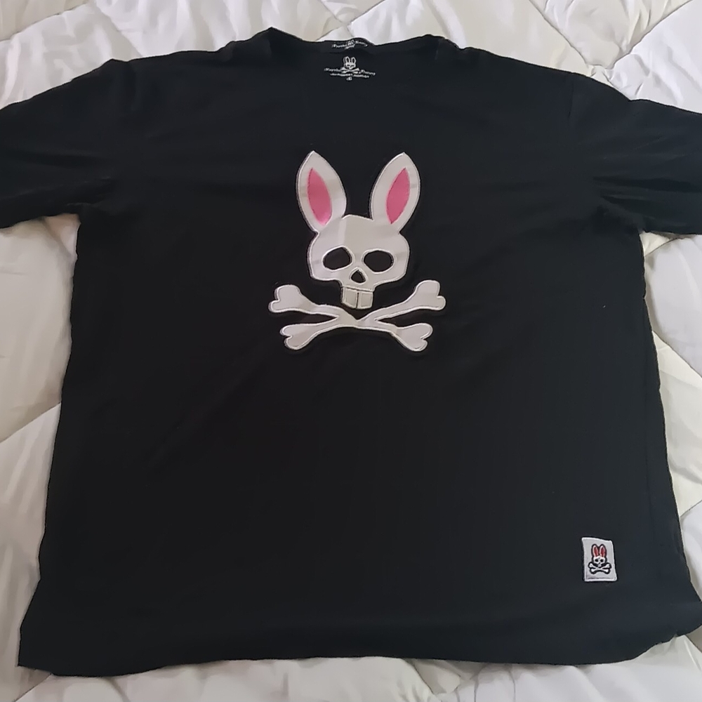 Black T-Shirt with Bunny Skull Design